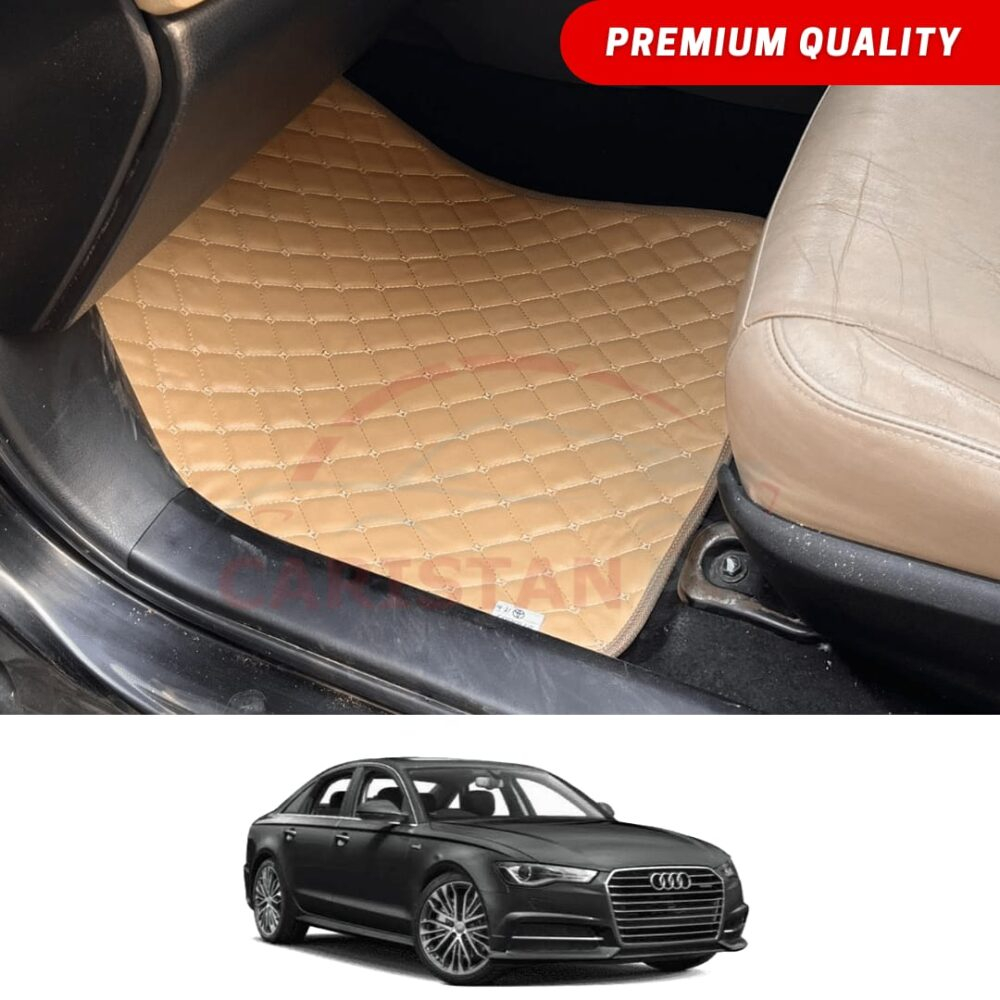 Audi A6 Flat Style 7D Floor Mats Beige Stitch