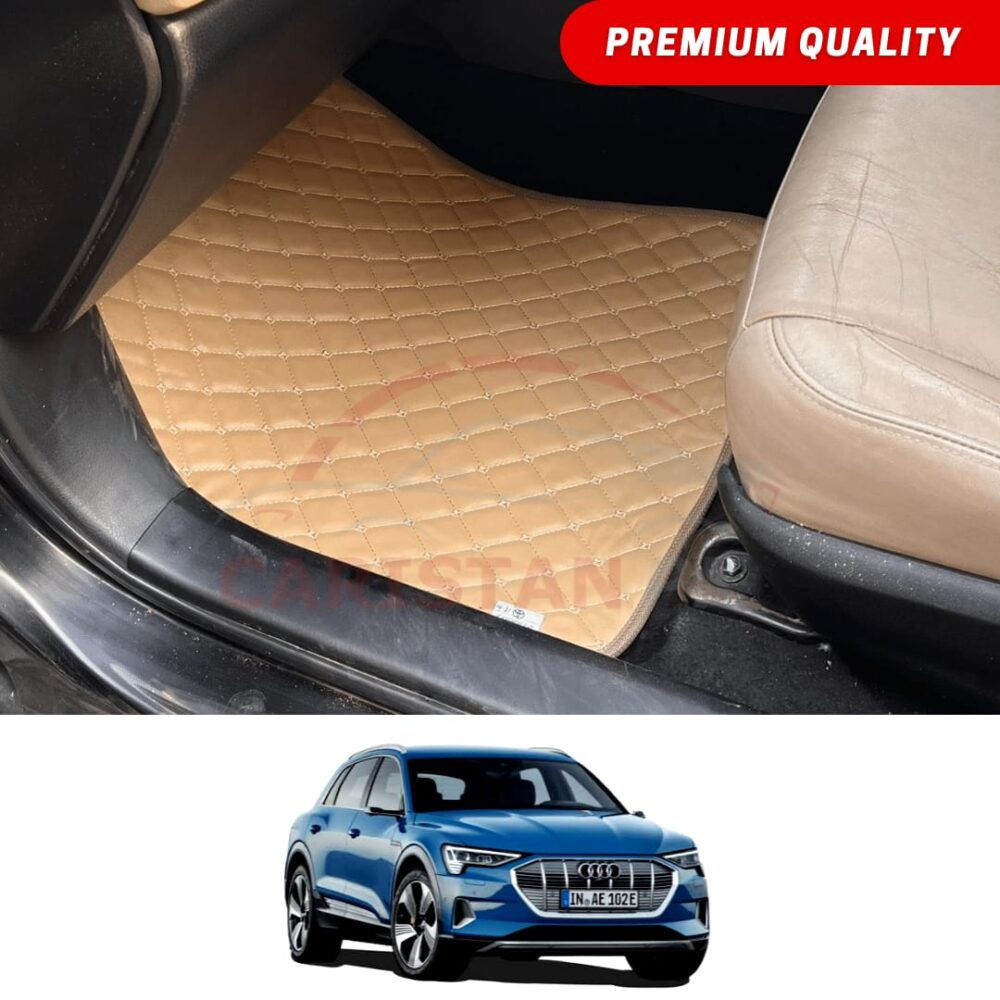 Audi E-Tron Flat Style 7D Floor Mats Beige Stitch