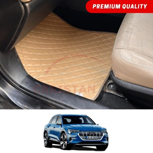 Audi E-Tron Flat Style 7D Floor Mats Beige Stitch