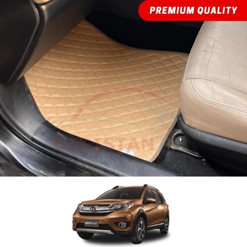 Honda BRV Flat Style 7D Floor Mats Beige Stitch