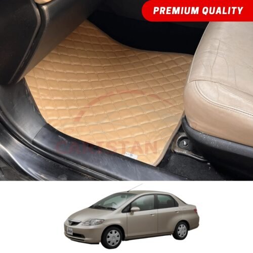 Honda City Flat Style 7D Floor Mats Beige Stitch 2004-06