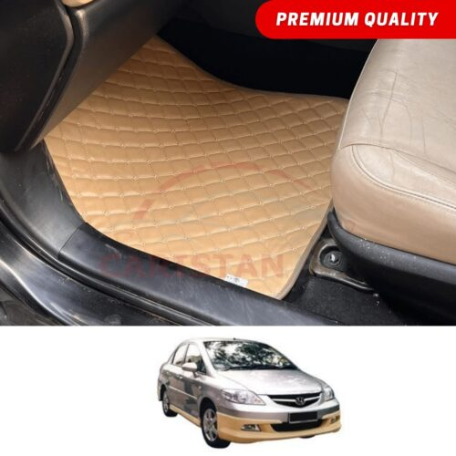 Honda City Flat Style 7D Floor Mats Beige Stitch 2007-08