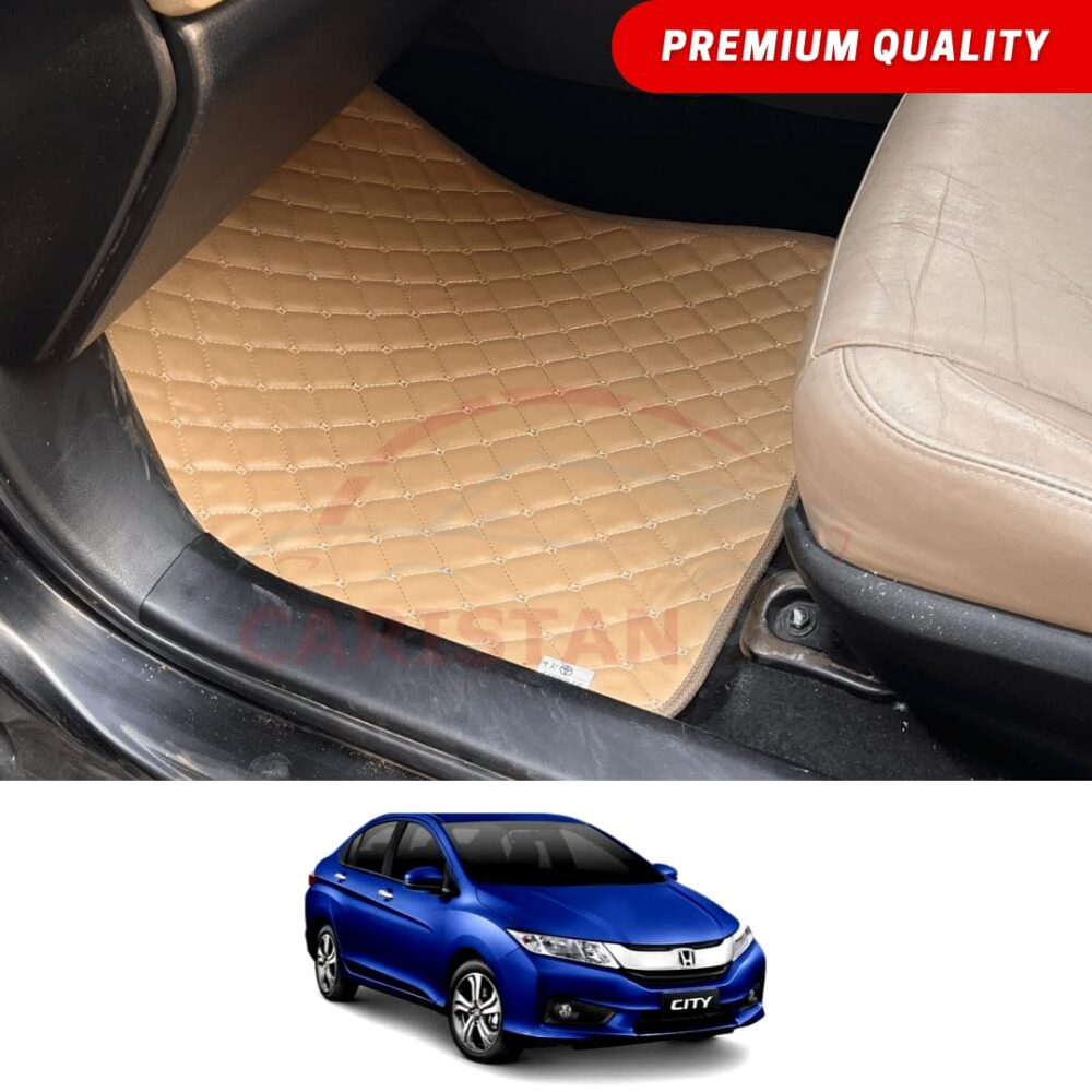 Honda City New Shape Flat Style 7D Floor Mats Beige Stitch Honda City New Shape Flat Style 7D Floor Mats Beige Stitch