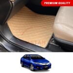 Honda City New Shape Flat Style 7D Floor Mats Beige Stitch