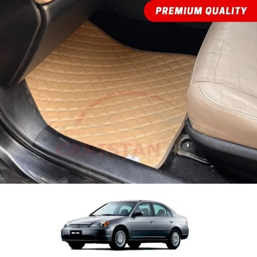 Honda Civic Flat Style 7D Floor Mats Beige Stitch 2001-05