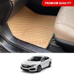 Honda Civic Flat Style 7D Floor Mats Beige Stitch 2016-21