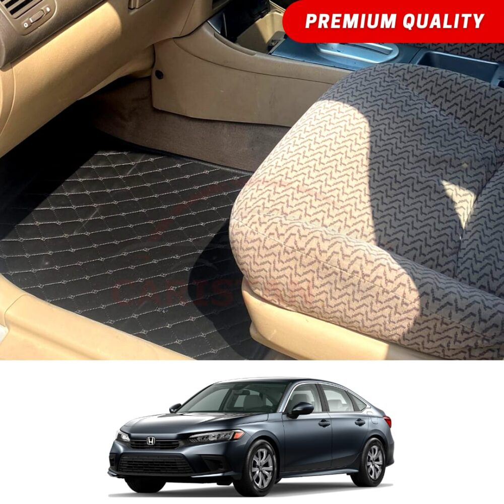 Honda Civic Flat Style 7D Floor Mats Black 2022 Model & Onwards Honda Civic Flat Style 7D Floor Mats Black 2022 Model & Onwards