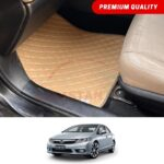 Honda Civic Rebirth Flat Style 7D Floor Mats Beige Stitch 2012-15