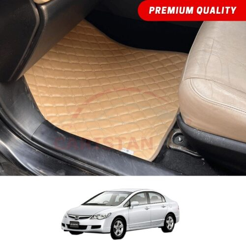 Honda Civic Reborn Flat Style 7D Floor Mats Beige Stitch