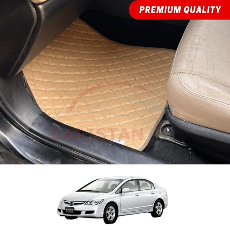 Honda Civic Reborn Flat Style 7D Floor Mats Beige Stitch Honda Civic Reborn Flat Style 7D Floor Mats Beige Stitch