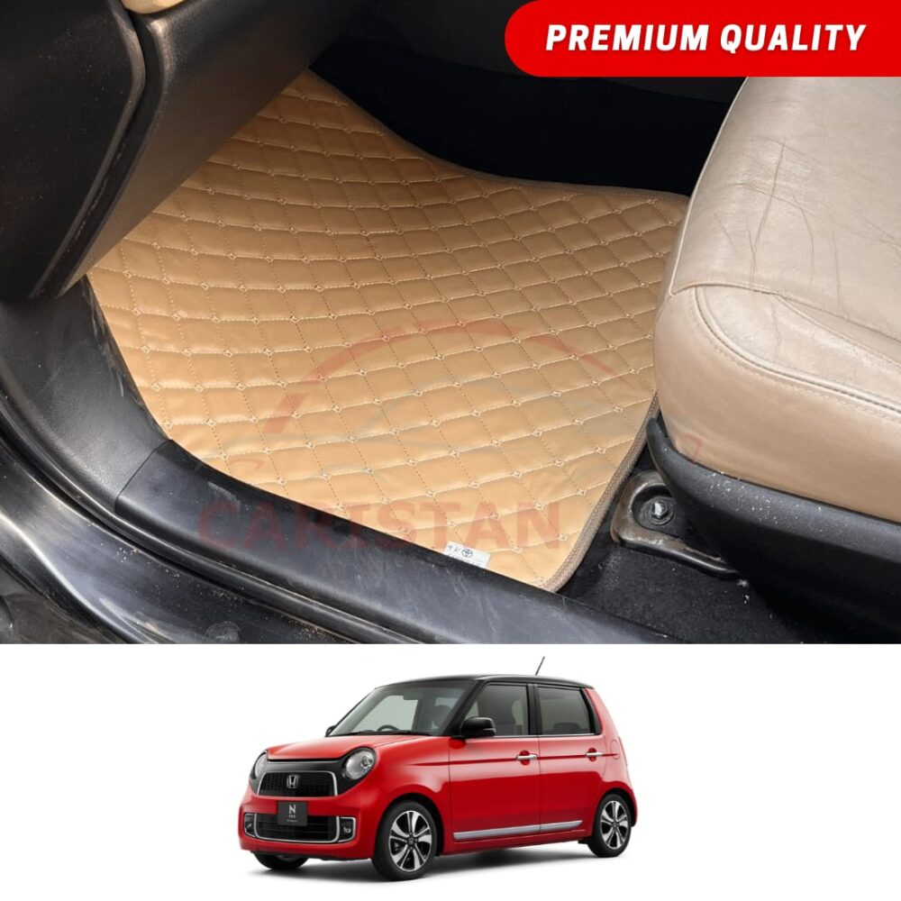 Honda N One Flat Style 7D Floor Mats Beige Stitch 2013-20 Honda N One Flat Style 7D Floor Mats Beige Stitch 2013-20