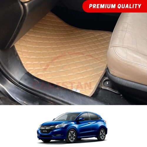 Honda Vezel Flat Style 7D Floor Mats Beige Stitch