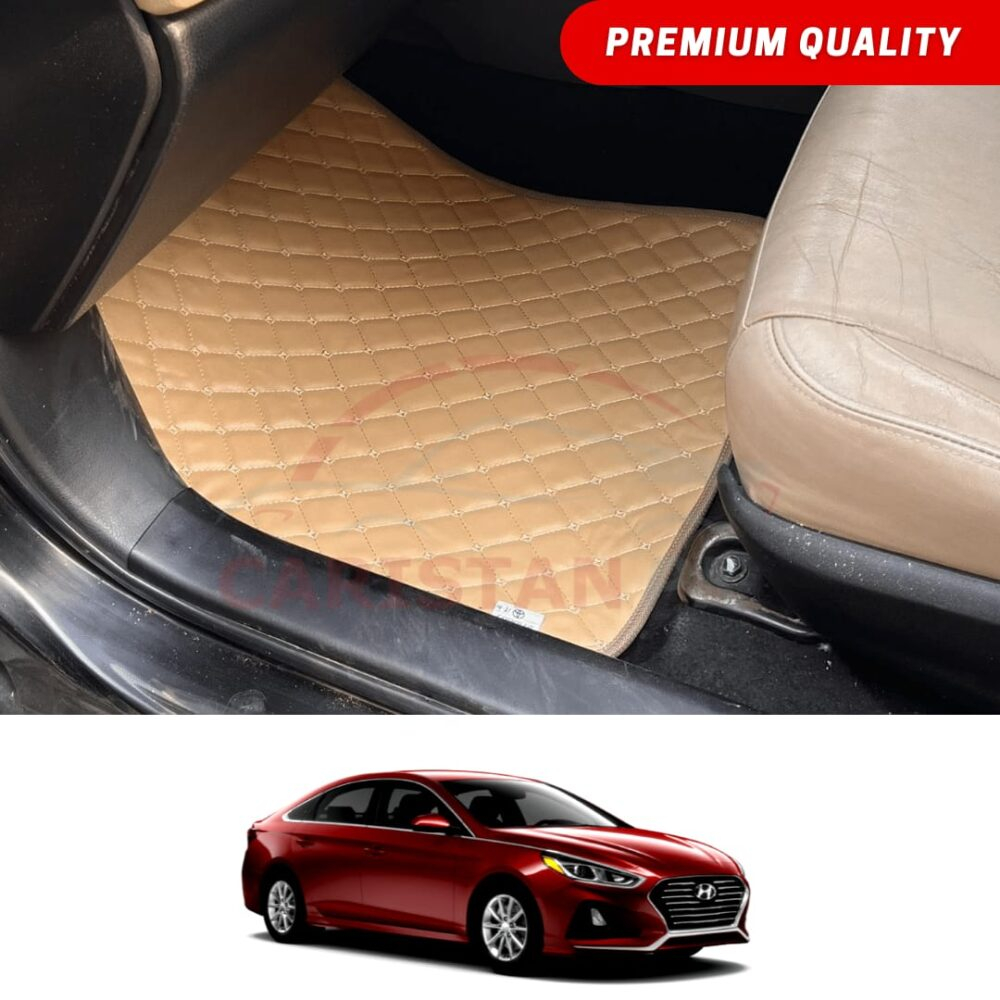 Hyundai Elantra Flat Style 7D Floor Mats Beige Stitch