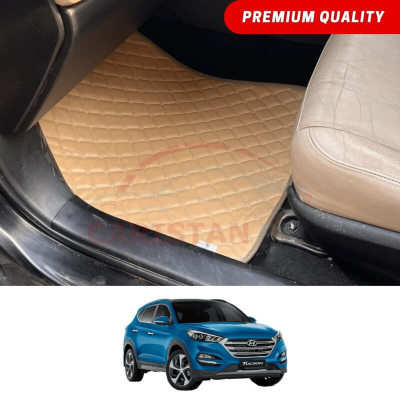 Hyundai Tucson Flat Style 7D Floor Mats Beige Stitch