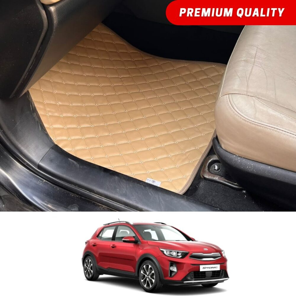 KIA Stonic Flat Style 7D Floor Mats Beige Stitch
