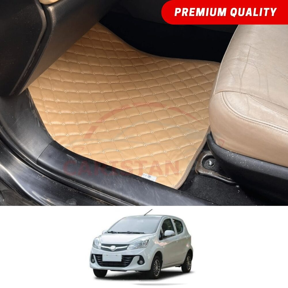 Prince Pearl Flat Style 7D Floor Mats Beige Stitch