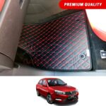 Proton Saga Flat Style 7D Floor Mats Black With Red Stitch