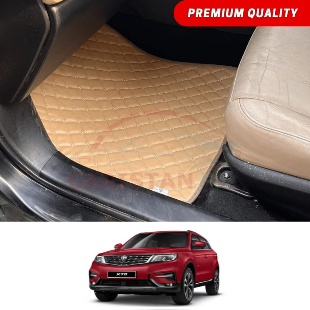Proton X70 Flat Style 7D Floor Mats Beige Stitch