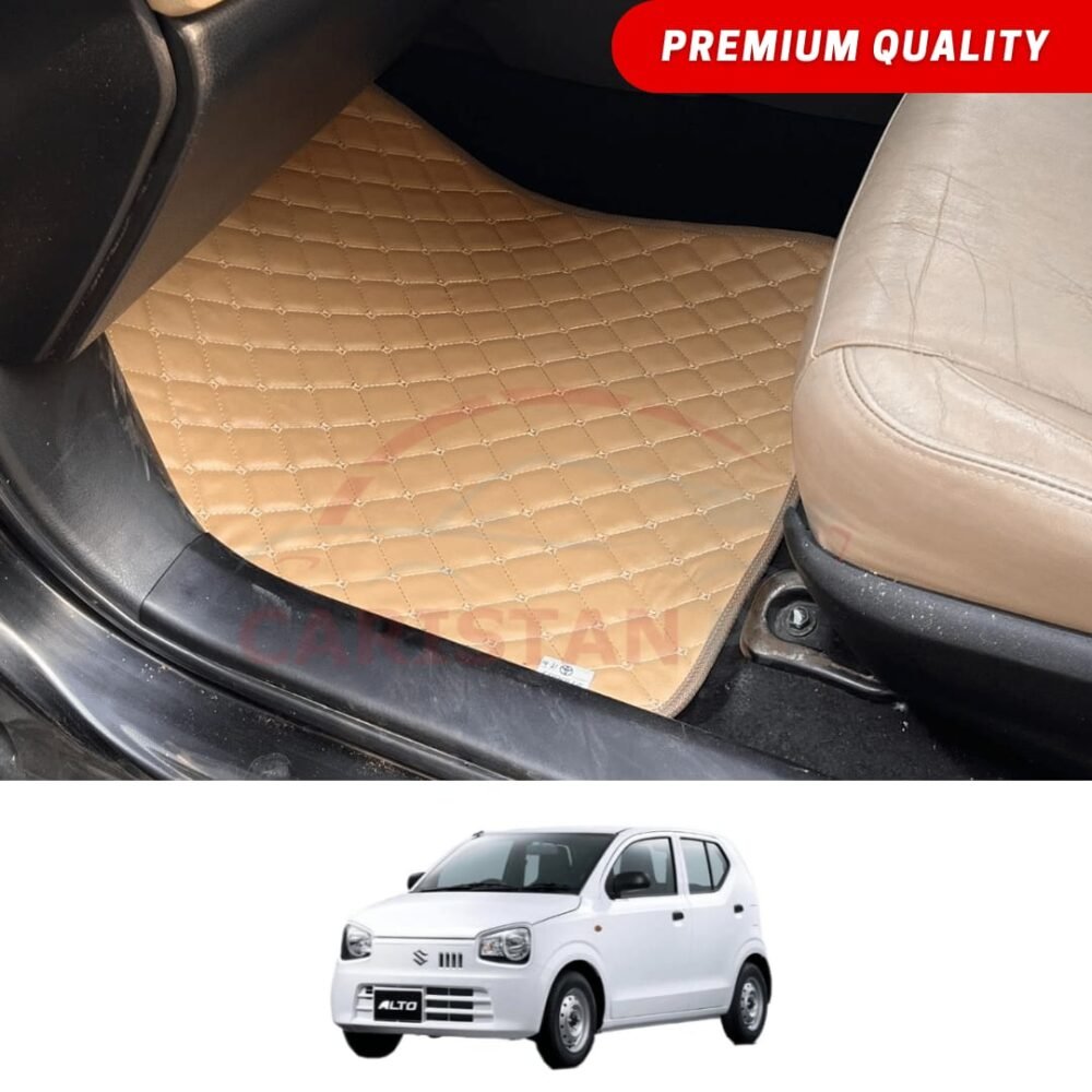 Suzuki Alto Flat Style 7D Floor Mats Beige Stitch 2017-26 Suzuki Alto Flat Style 7D Floor Mats Beige Stitch 2017-26