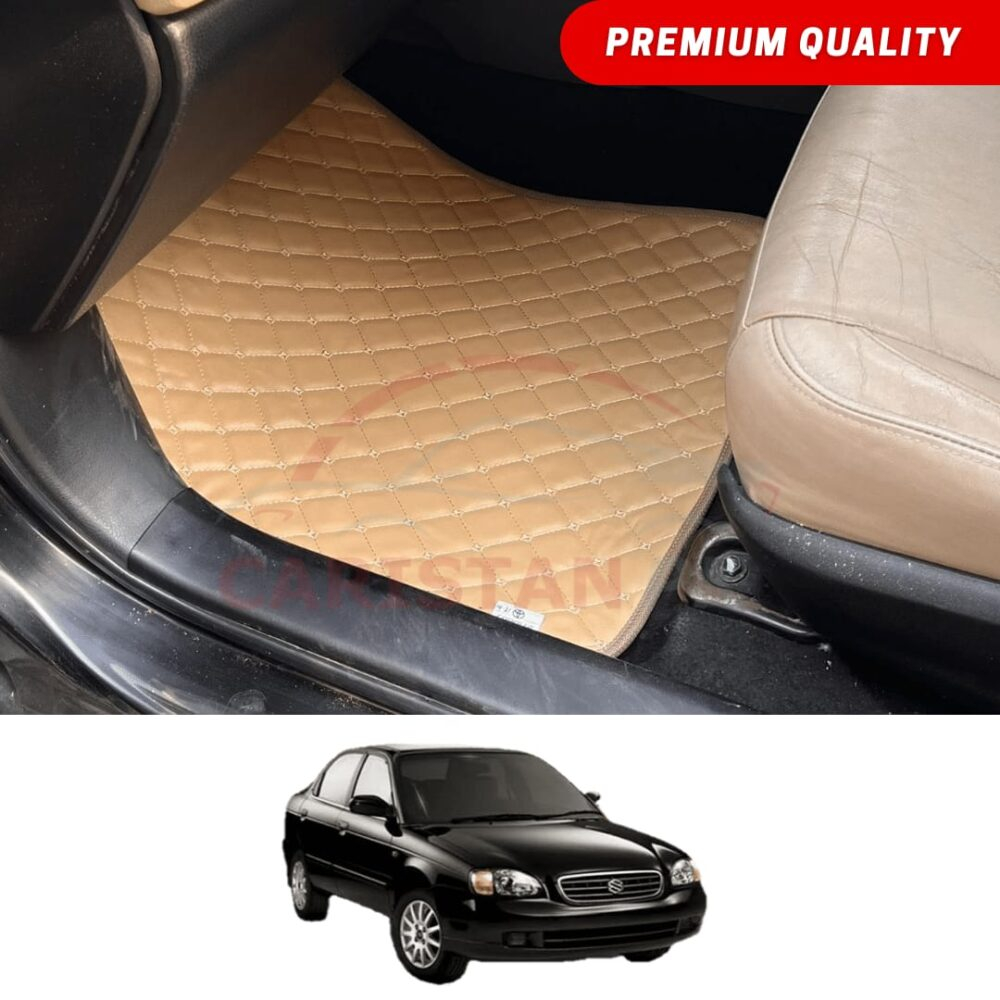 Suzuki Baleno Flat Style 7D Floor Mats Beige Stitch