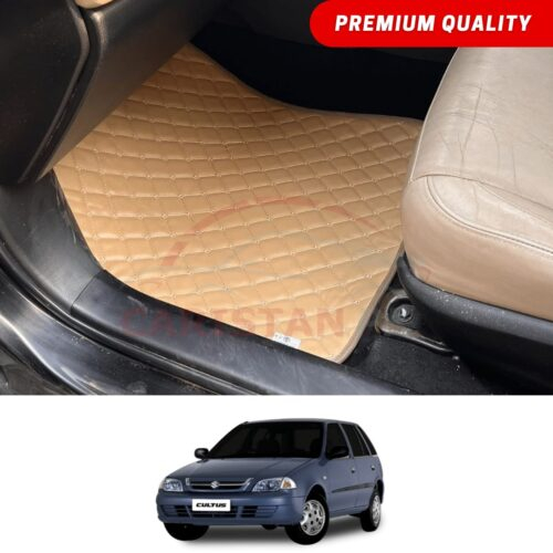 Suzuki Cultus Flat Style 7D Floor Mats Beige Stitch 2002-16