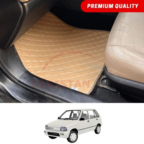 Suzuki Mehran Flat Style 7D Floor Mats Beige Stitch