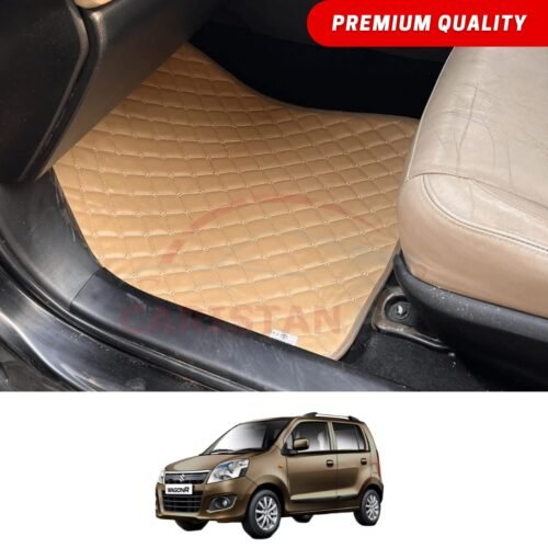 Suzuki Wagon R Pakistan Variant Flat Style 7D Floor Mats Beige Stitch