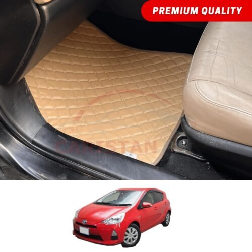 Toyota Aqua Flat Style 7D Floor Mats Beige Stitch 2011-16