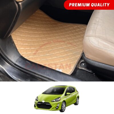 Toyota Aqua Flat Style 7D Floor Mats Beige Stitch 2017-22
