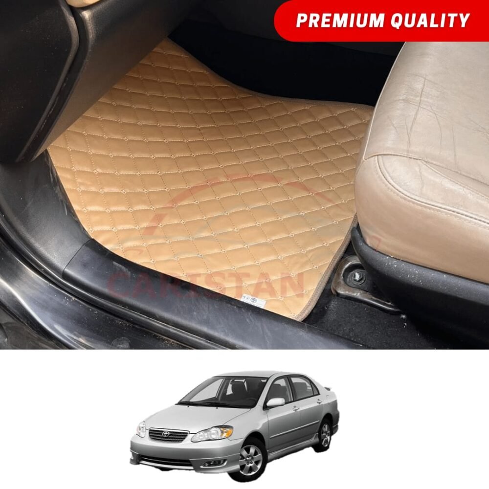Toyota Corolla Flat Style 7D Floor Mats Beige Stitch 2002-08
