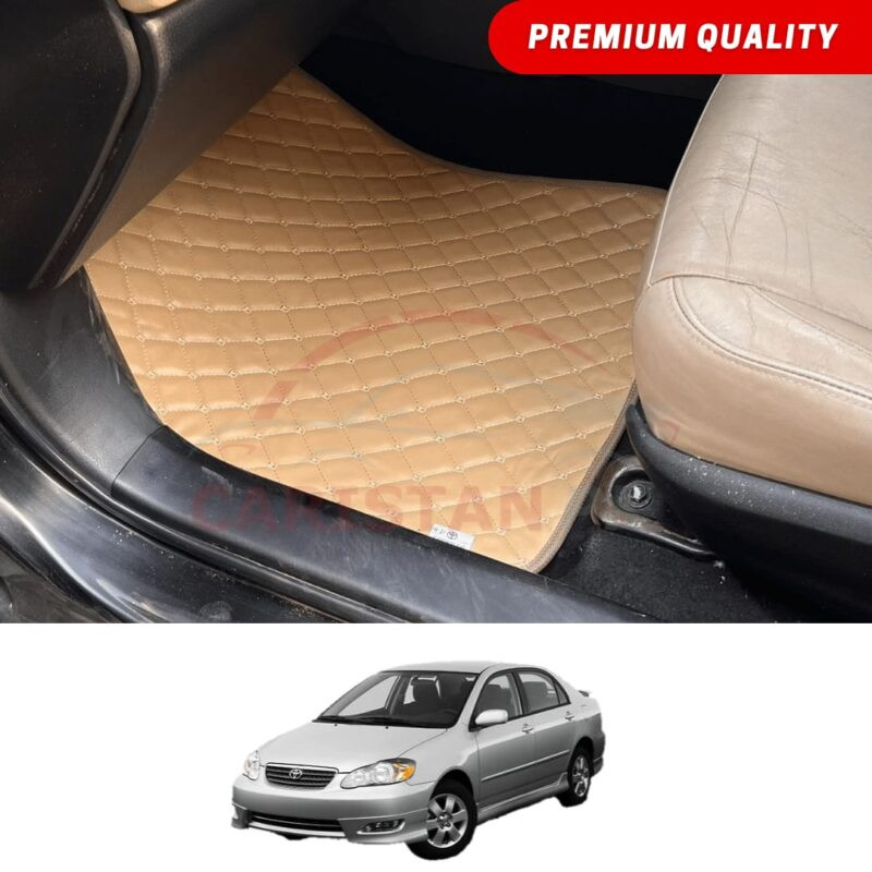 Toyota Corolla Flat Style 7D Floor Mats Beige Stitch 2002-08 Toyota Corolla Flat Style 7D Floor Mats Beige Stitch 2002-08