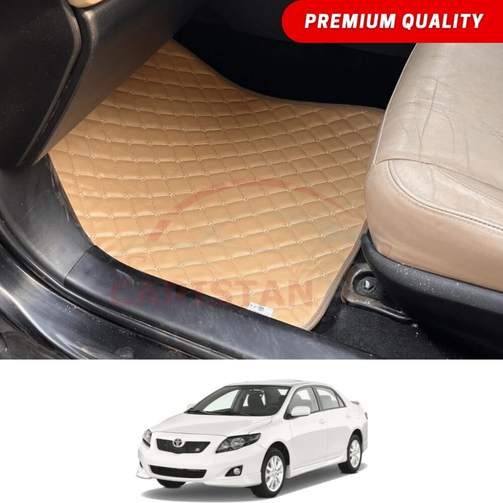 Toyota Corolla Flat Style 7D Floor Mats Beige Stitch 2009-10 Toyota Corolla Flat Style 7D Floor Mats Beige Stitch 2009-10