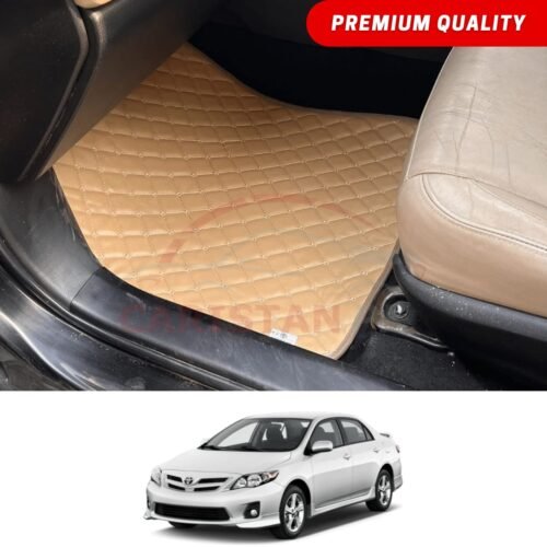Toyota Corolla Flat Style 7D Floor Mats Beige Stitch 2011-13