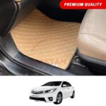Toyota Corolla Flat Style 7D Floor Mats Beige Stitch 2014-16