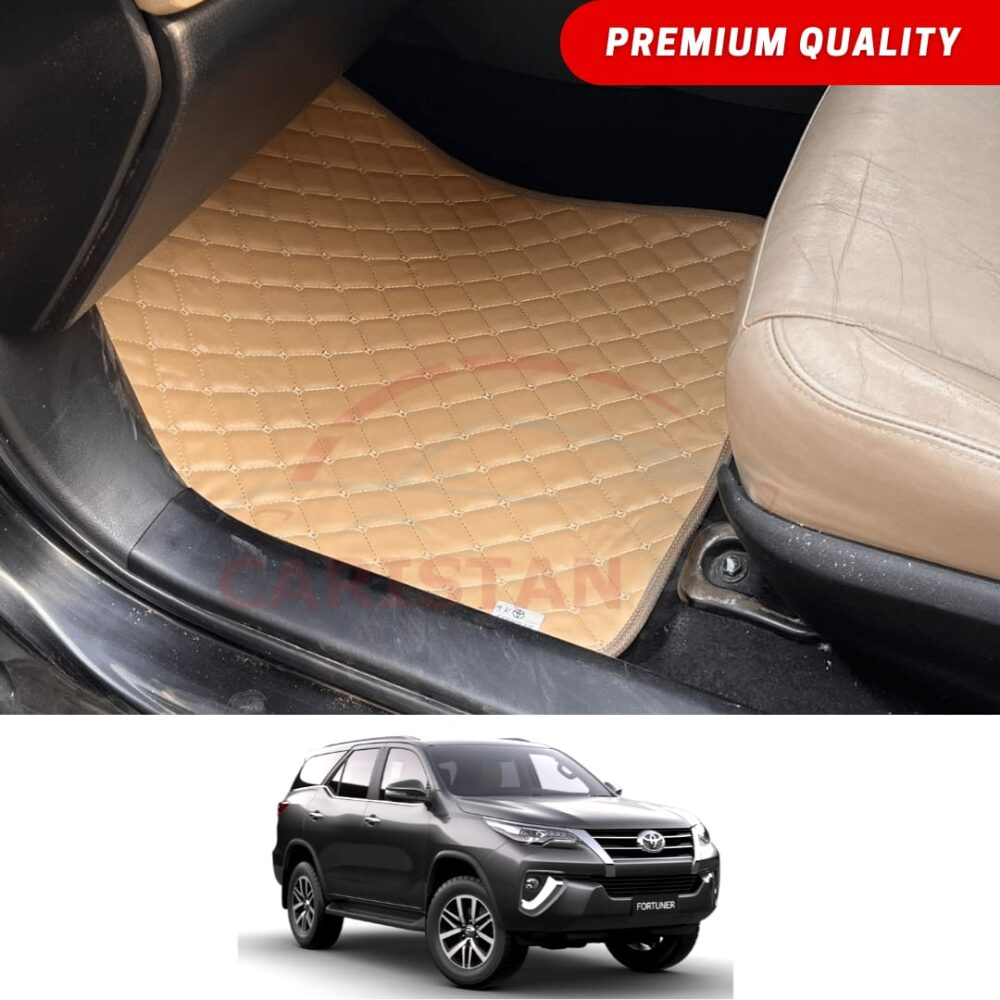 Toyota Fortuner Flat Style 7D Floor Mats Beige Stitch 2016-25