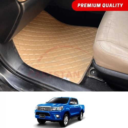 Toyota Hilux Revo Flat Style 7D Floor Mats Beige Stitch
