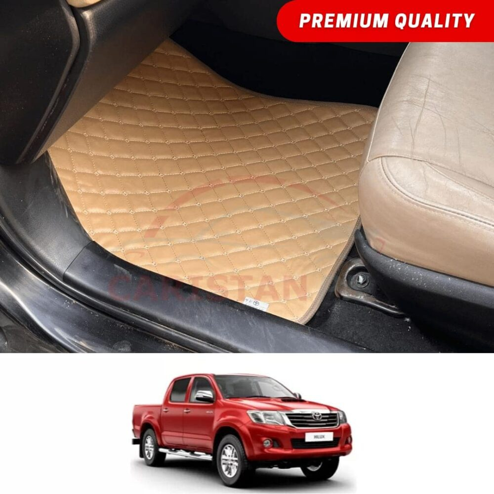 Toyota Hilux Vigo Flat Style 7D Floor Mats Beige Stitch