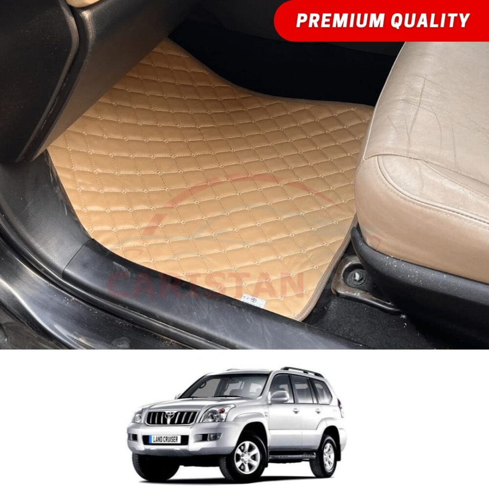 Toyota Prado FJ 120 Flat Style 7D Floor Mats Beige Stitch