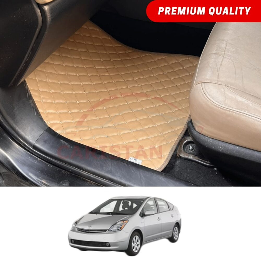 Toyota Prius Flat Style 7D Floor Mats Beige Stitch 2005-09