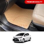 Toyota Vitz Flat Style 7D Floor Mats Beige Stitch 2017-23