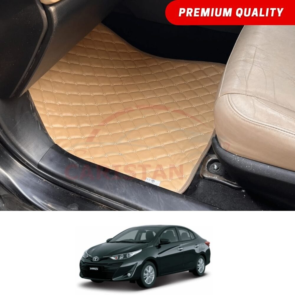 Toyota Yaris Flat Style 7D Floor Mats Beige Stitch