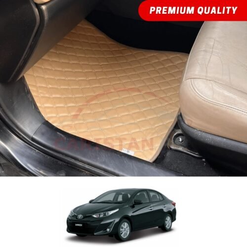 Toyota Yaris Flat Style 7D Floor Mats Beige Stitch