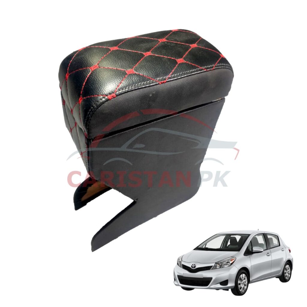 Toyota Vitz Custom Fit Arm Rest Black With Red Stitch 2011-16