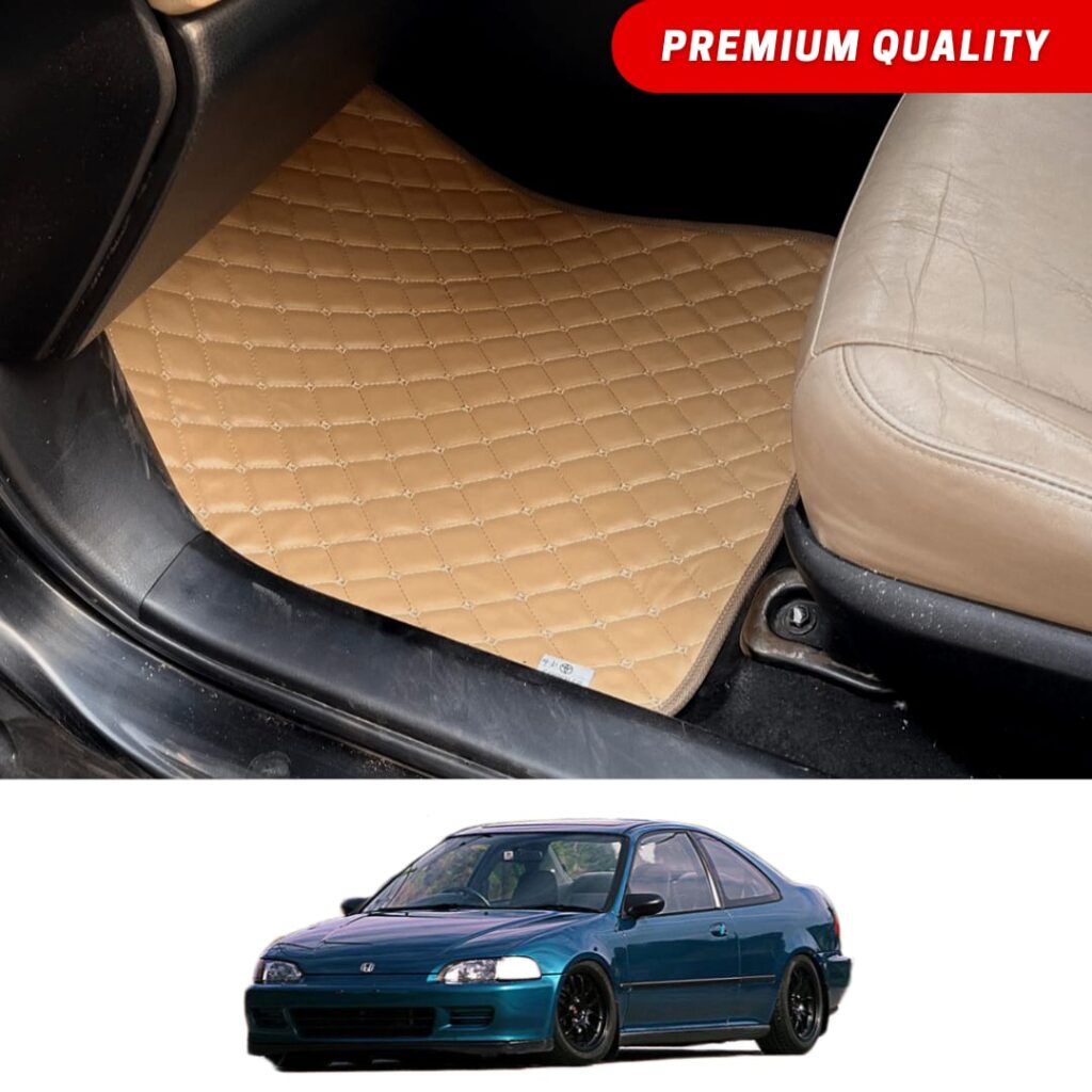Honda Civic Dolphin Flat Style 7D Floor Mats Beige Stitch