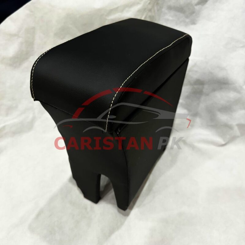 Toyota Vitz Custom Fit Car Wooden Armrest Matt Black White 2006-10 4