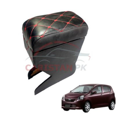Daihatsu Mira Custom Fit Arm Rest Black With Red Stitch 2012-16