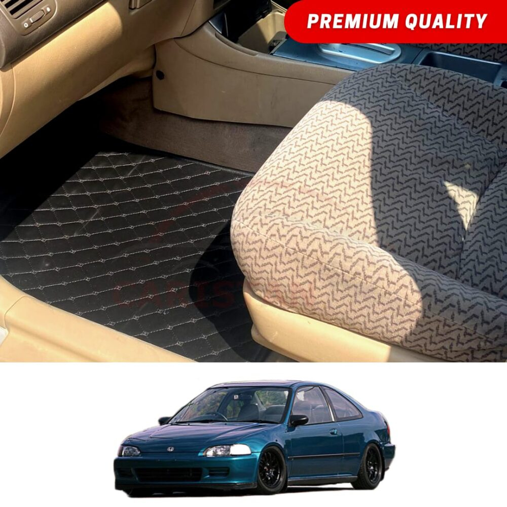 Honda Civic Dolphin Flat Style 7D Floor Mats Black Honda Civic Dolphin Flat Style 7D Floor Mats Black