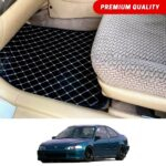 Honda Civic Dolphin Flat Style 7D Floor Mats Black With Beige Stitch