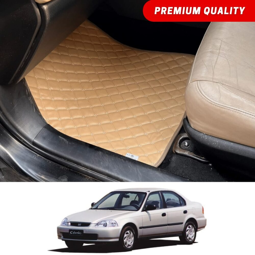 Honda Civic EK Flat Style 7D Floor Mats Beige Stitch
