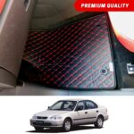 Honda Civic EK Flat Style 7D Floor Mats Black With Red Stitch